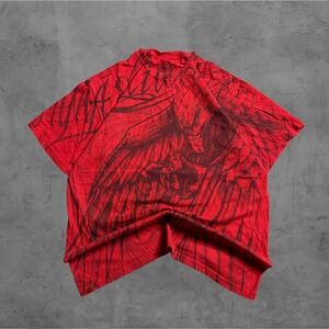 Vintage MMA Elite Red Graphic T Shirt Eagle Design Men's Short Sleeve